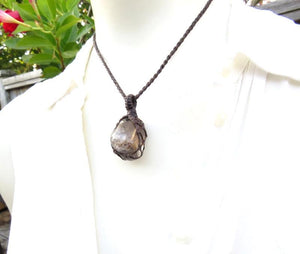 Smokey Quartz crystal necklace, macrame necklace, gemstone necklace, quartz crystal, crystal gift idea, gift ideas for the crystal collector