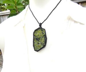 Green Garnet Crystal necklace, andradite garnet necklace, green andradite garnet, andradite, green garnet jewelry, macrame necklace