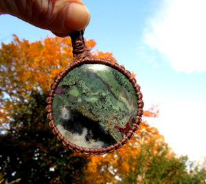 Plume Agate macrame necklace, nature inspired jewelry, gemstone necklace, gift ideas for the nature lover, gift ideas for the mom