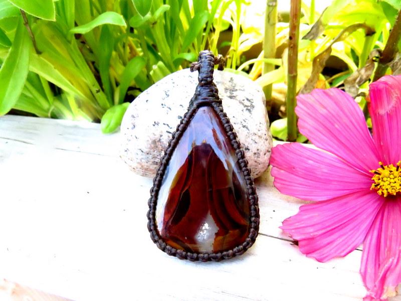 Pseudomorph Turkish Agate macrame necklace, christmas gift ideas jewelry