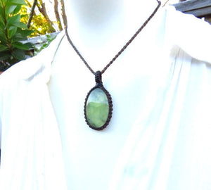 Christmas Gift idea for her, Prehnite macrame necklace, Prehnite Jewelry, Macrame necklace, Green gemstone, Positive energy, Gift for friend