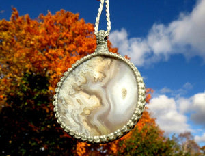 Christmas gift ideas, for her, Plume Agate macrame necklace, gemstone necklace, gift ideas for the rock collector, gemstone pendant women