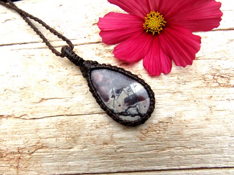 Exotica Jasper Necklace, Jasper pendant, Jasper jewelry, Sci fi Jasper, crystal necklaces, calming stone, macrame necklace, minimalist