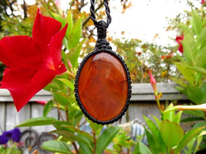 Mom gift ideas, Carnelian gemstone neckklace, macrame necklace, gift ideas for mom, fathers day gift, gift ideas for the zen seeker