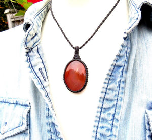 Mom gift ideas, Carnelian gemstone neckklace, macrame necklace, gift ideas for mom, fathers day gift, gift ideas for the zen seeker