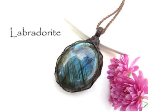 Macrame necklace, Labradorite necklace, Macrame jewelry, Labradorite jewelry, Metaphysical crystal jewelry, gift ideas for the boho beauty