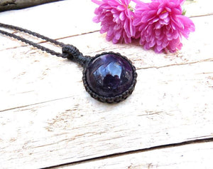 Amethyst gemstone necklace, Amethyst crystal pendant, Reiki Healing jewelry, February birthstone necklace, gift ideas for the zen seeker