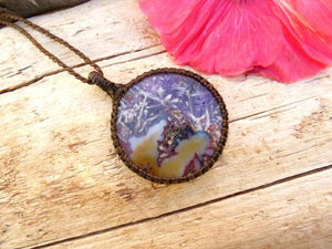 Rare Turkish Pseudomorph Amethyst Agate Gemstone Necklace, gift ideas for the rock collector, for the crystal collector, rare gemstones