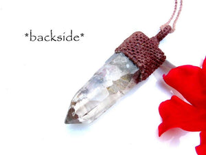 Shamanic Dream Quartz crystal gemstone necklace garden quartz jewelry lodolite quartz pendant necklace statement necklace gift