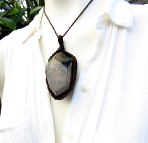 Shamanic Dream Quartz crystal gemstone necklace garden quartz jewelry lodolite quartz pendant necklace statement necklace gift