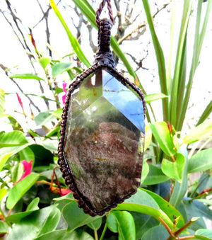 Shamanic Dream Quartz crystal gemstone necklace garden quartz jewelry lodolite quartz pendant necklace statement necklace gift