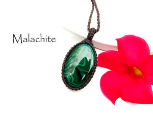 Quality Malachite macrame necklace, gift ideas for the capricorn, christmas gift ideas, gift ideas for the globe trotter, gemstone collector