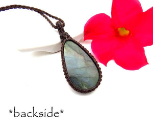 Christmas gift ideas, for her, Labradorite macrame necklace, crystal jewelry, gift ideas for the boho beauty, Macrame necklace,