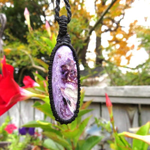 Charoite Necklace, Charoite jewelry, Crystal necklaces, Macrame necklace, Romantic jewelry, Healing stone jewelry, healing stone crystal