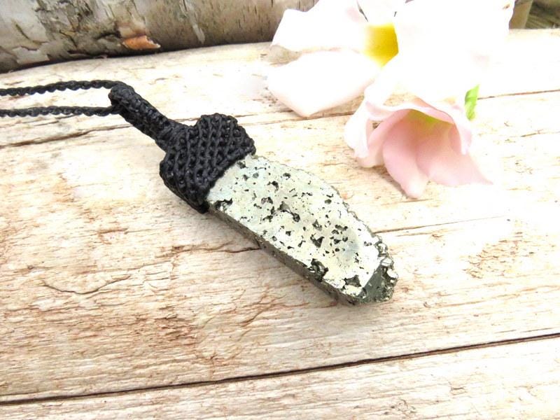 Golden Pyrite druzy crystal necklace, pyrite necklace