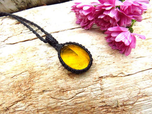 Faceted Yellow Fluorite crystal necklace, fluorite necklace, macrame necklace, mom gifts, gift ideas for her, gemstone jewelry, yellow theme