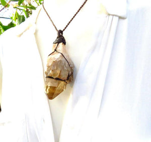 Kundalini Citrine crystal healing gemstone necklace, unique christmas, gift ideas for her, gifts for mom, celestial gifts, natural crystals