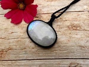 Blue moonstone necklace, moonstone jewelry, christmas gift ideas for her, gift ideas for the boho beauty, macrame moonstone