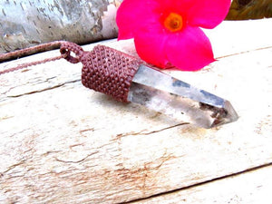 Shamanic Dream Quartz crystal gemstone necklace garden quartz jewelry lodolite quartz pendant necklace statement necklace gift