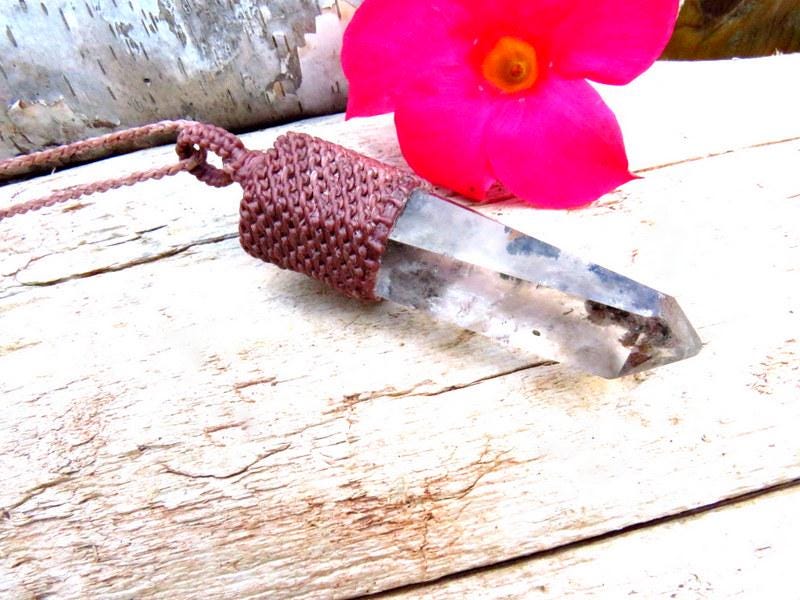 Shamanic Dream Quartz crystal gemstone necklace garden quartz jewelry lodolite quartz pendant necklace statement necklace gift