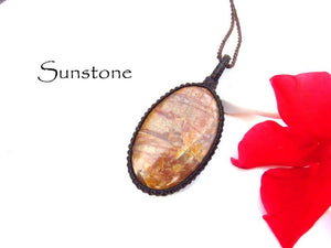 Quality Sunstone macrame necklace, gemstone jewelry, Sunstone meaning, Libra crystals, macrame jewelry, gift ideas for the boho beauty