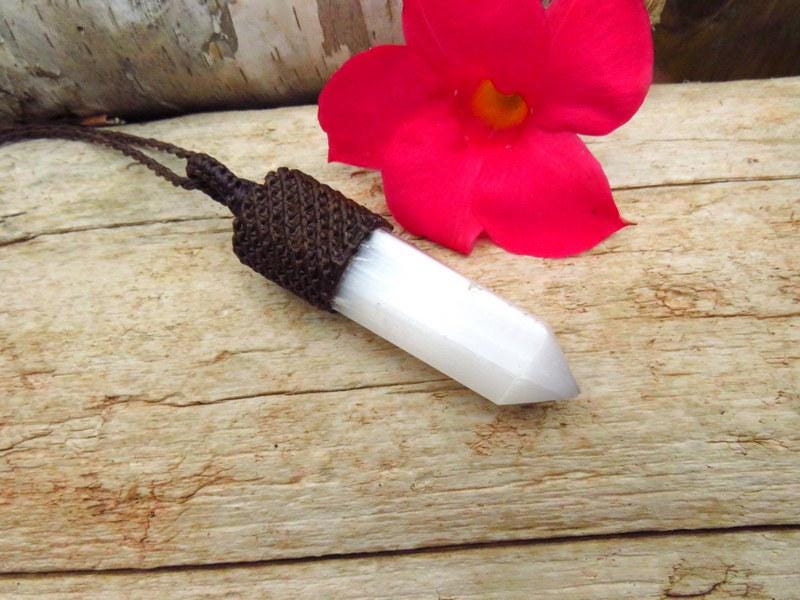 Gifts for her, Selenite crystal necklace