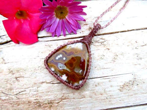 Reversible Turkish Agate Macrame Necklace, agate necklace