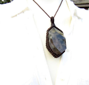 Shamanic Dream Quartz crystal gemstone necklace garden quartz jewelry lodolite quartz pendant necklace statement necklace gift