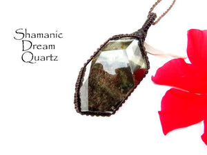 Shamanic Dream Quartz crystal gemstone necklace garden quartz jewelry lodolite quartz pendant necklace statement necklace gift