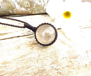 Quartz sphere crystal macrame necklace, valentines day gift