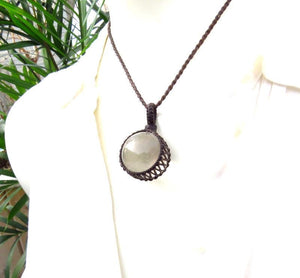 Quartz sphere crystal macrame necklace, valentines day gift