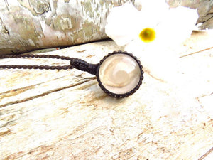 Quartz sphere crystal macrame necklace, valentines day gift