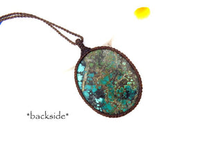 Cloud Mountain Turquoise macrame necklace, Hubei Turquoise jewelry