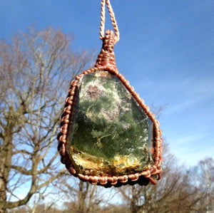 Shamanic Dream Quartz macrame necklace, garden quartz