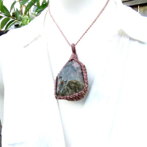 Shamanic Dream Quartz macrame necklace, garden quartz