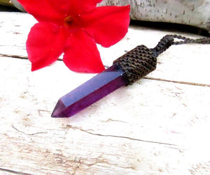 Valentines day gift ideas, Purple Fluorite macrame necklace, gift ideas for the crystal collector, purple crystal, gifts for her