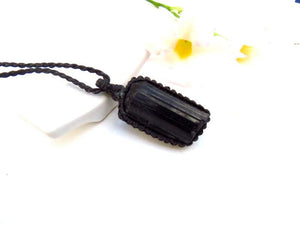 Raw Black Tourmaline necklace, Crystal necklace, empath protection necklace, EMF protection necklace, gift ideas for the astrology expert