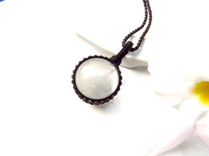 Quartz sphere crystal macrame necklace, valentines day gift