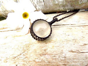 Quartz sphere crystal macrame necklace, valentines day gift