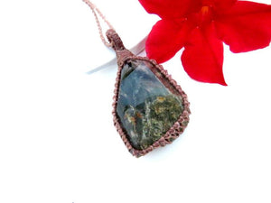 Shamanic Dream Quartz macrame necklace, garden quartz