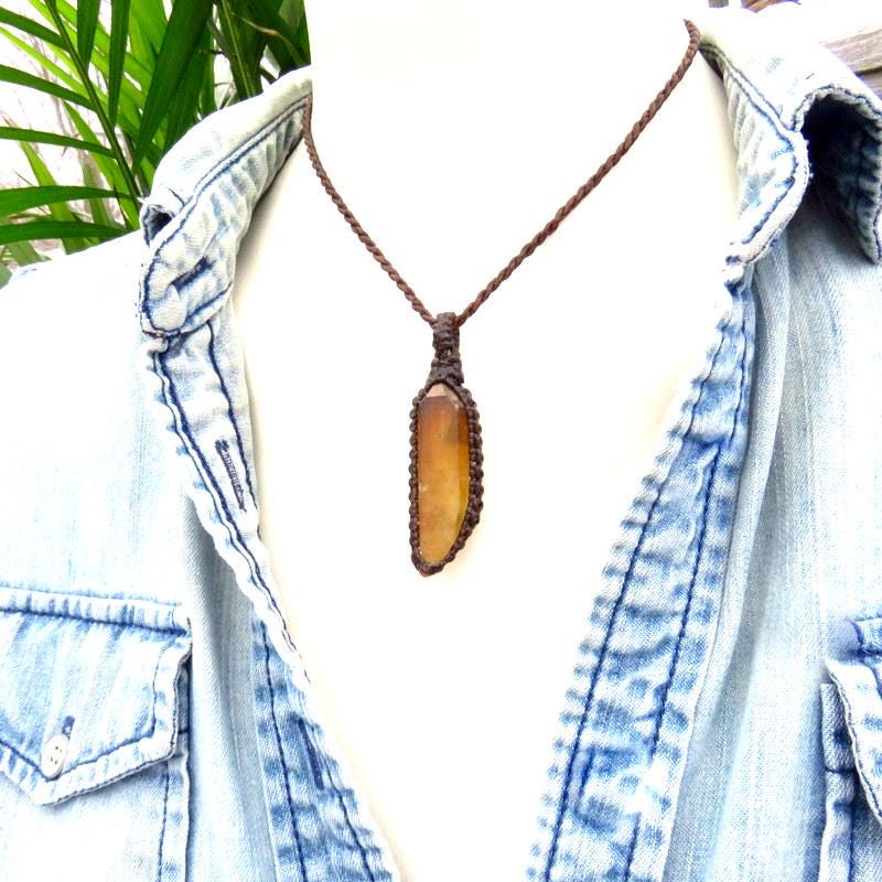 Natural Zambian Citrine crystal necklace, november birthstone