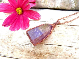 Valentines day gift, Amethyst necklace, macrame necklace, February Birthstone, gift ideas for the crystal collect, Handmade jewelry