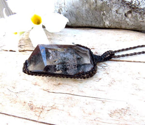 Shamanic Dream Quartz crystal necklace, gemstone necklace garden quartz jewelry, lodolite quartz, gift ideas for the crystal lover