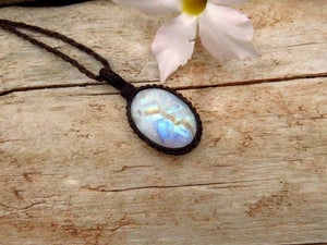 Rainbow moonstone necklace, moonstone jewelry, valentines day gift ideas for her, gift ideas for the boho beauty, macrame moonstone