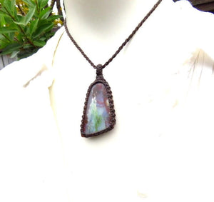 macrame necklace, rare opalized petrified wood gemstone necklace, gift for her, fathers day gift, petrified wood jewelry, etsy healing stone