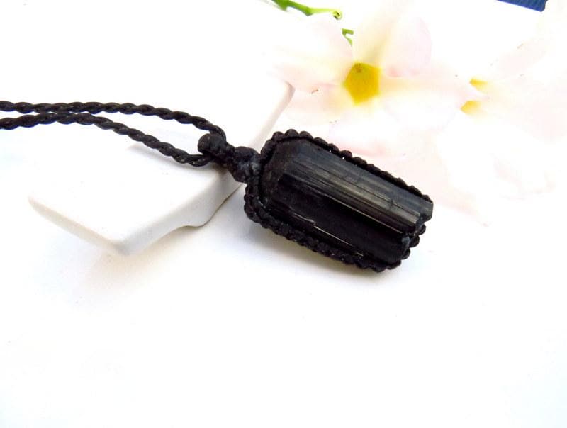 Raw Black Tourmaline necklace, Crystal necklace, empath protection necklace, EMF protection necklace, gift ideas for the astrology expert