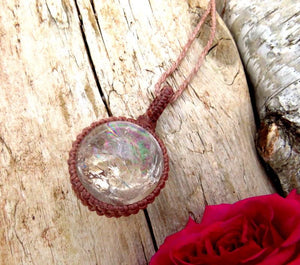 Quartz sphere crystal necklace spiritual healing necklace quartz crystal ball valentines day gift macrame necklace gypsy style jewelry