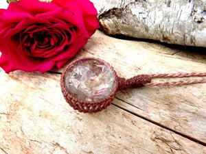 Quartz sphere crystal necklace spiritual healing necklace quartz crystal ball valentines day gift macrame necklace gypsy style jewelry