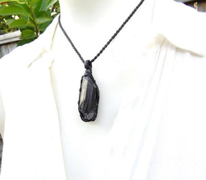 Black Tourmaline crystal macrame necklace, tourmaline crystal, gift ideas for the crystal collector, handmade gifts, self gifts, for her