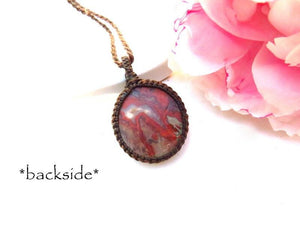 Jasper Necklace, Jasper jewelry, Jasper pendant, Macrame necklace, Gemstone necklace, Mothers day gift, Fathers day gift Chakra jewellery